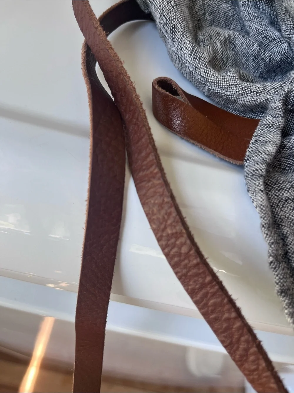 Crate & Barrel Organic Cotton Apron with Leather Straps